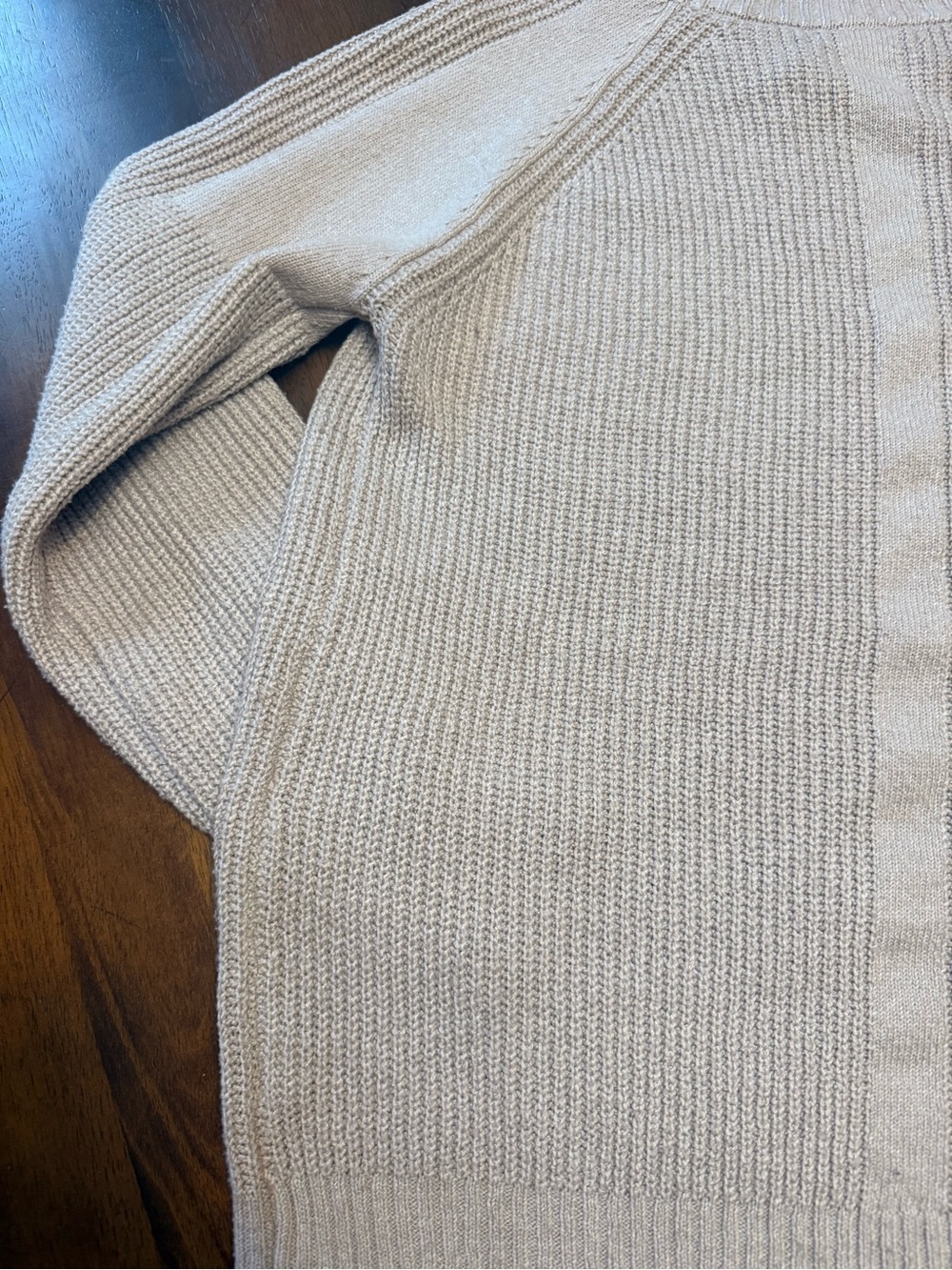 Pink Clover Light Beige Ribbed Raglan Pullover Sweater - Picture 10 of 15